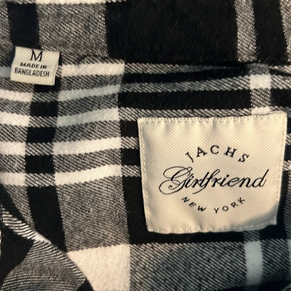 Jach's Girlfriend Plaid Soft Flannel Warm Shirt Black & White w/ Pockets Medium - Picture 12 of 14
